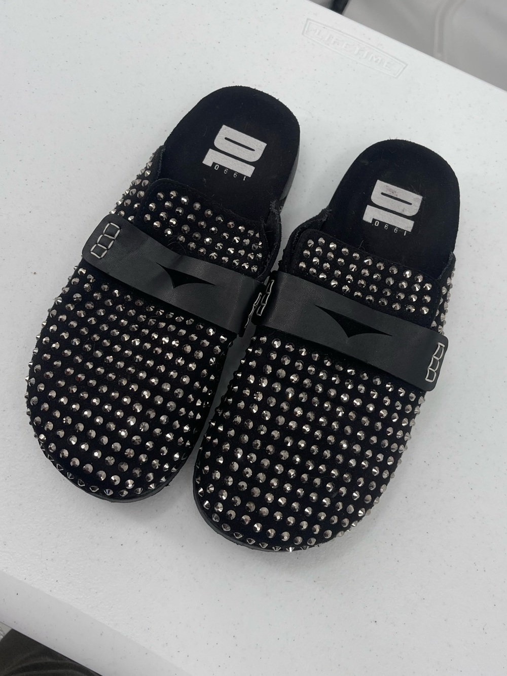 Dirty Laundry Black Rhinestone Breach Clogs
